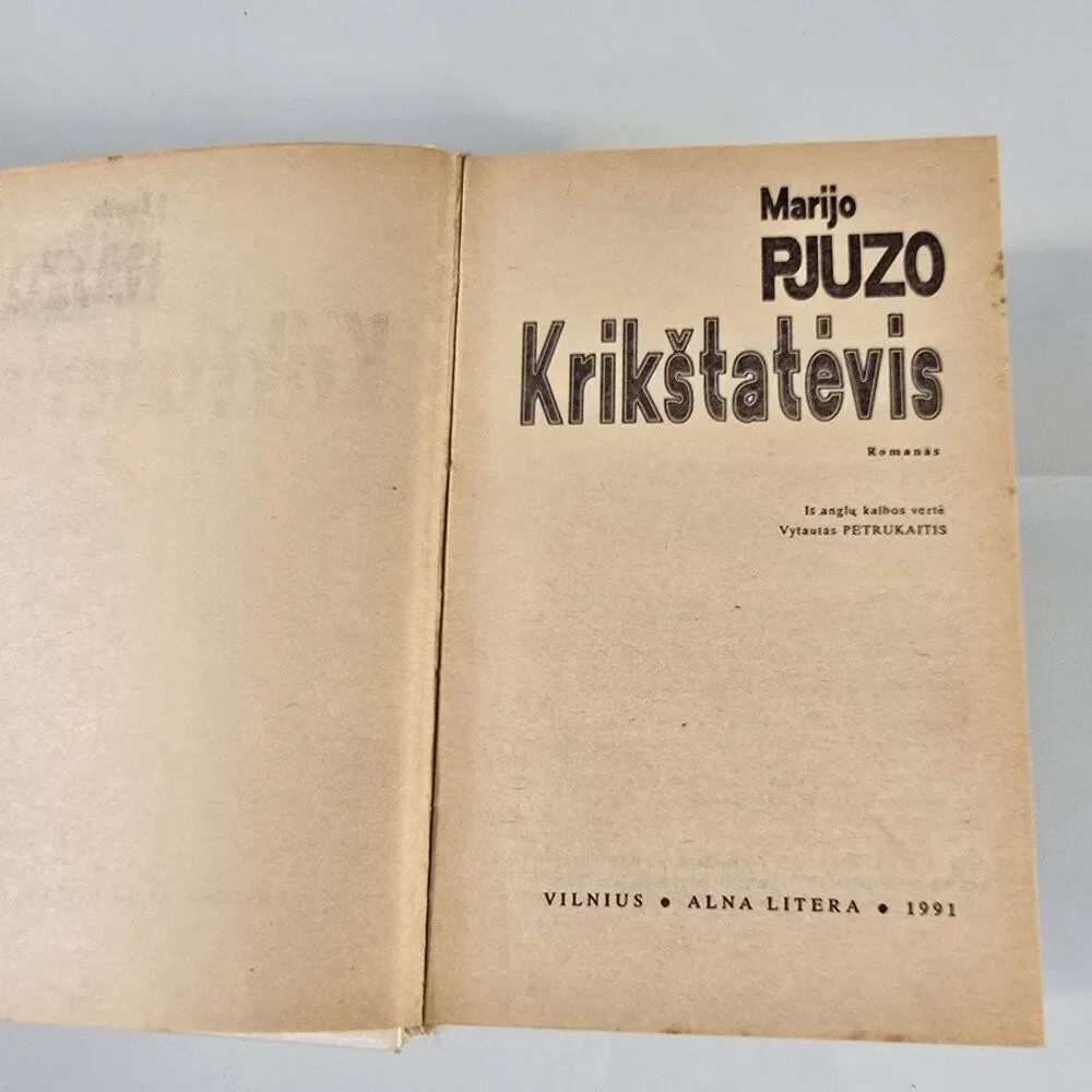 Marijo Pjuzo Krikštatėvis /Godfather Book In Lithuanian Language Vintage 1991 HC